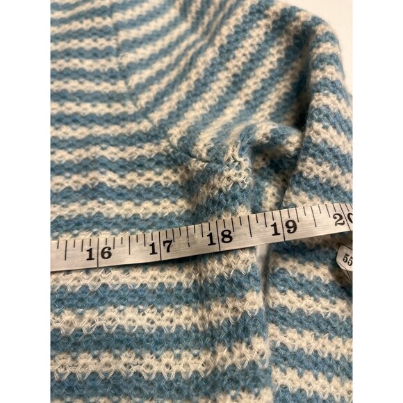 Lambswool Mohair V-neck Striped Button Up Sweater Sz PM - Picture 5 of 9